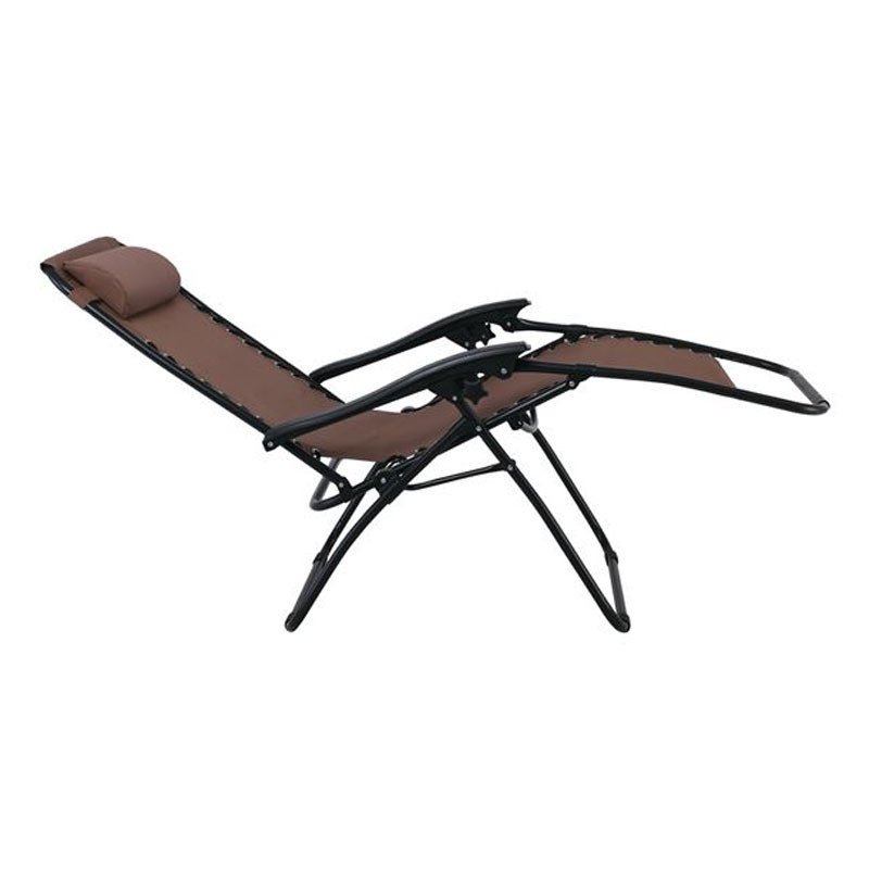 SUPER RELAX Πολυθρόνα με Υποπόδιο, Μέταλλο Βαφή Ανθρακί, Textilene Καφέ