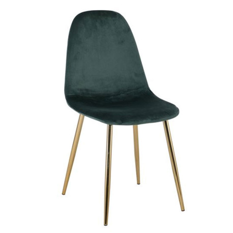 CELINA Καρέκλα Χρώμιο Χρυσό, Ύφασμα Velure, Απόχρωση Forest Green