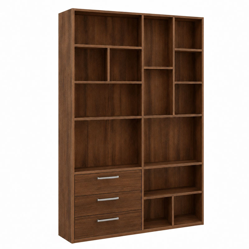 D6575 Βιβλιοθήκη Ξύλινη Με Συρτάρια 120x30x180εκ - vougioukas.gr