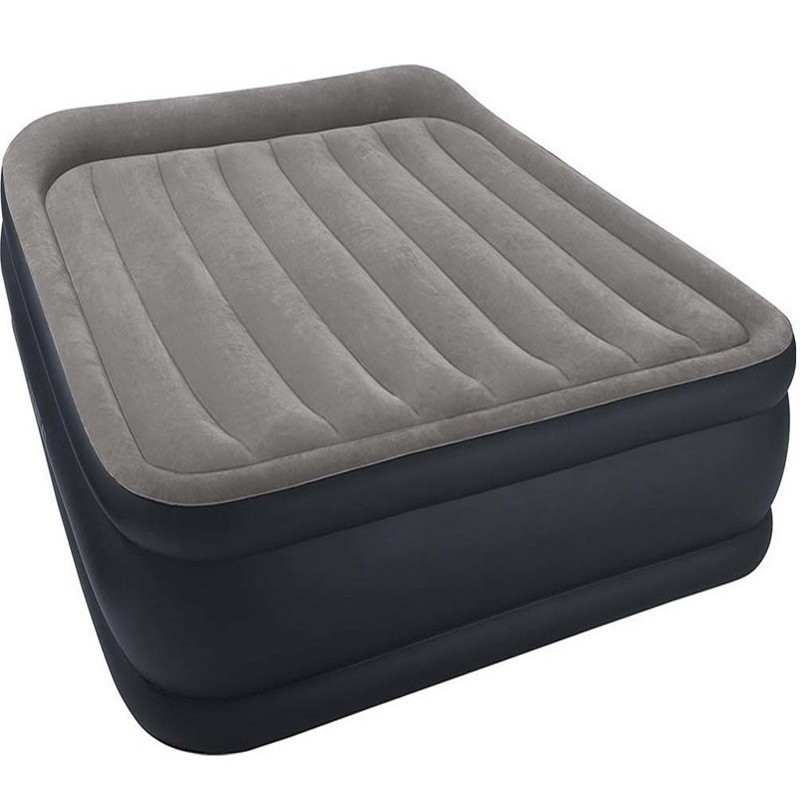 Надувная кровать intex deluxe pillow rest raised bed 64136 серый темно синий