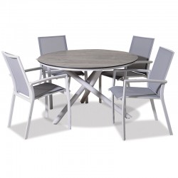 Set Louis Τραπεζαρία Κήπου Αλουμίνιου Φ120x75εκ 5τμχ