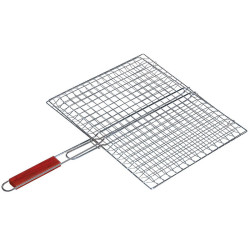 Ανοξείδωτη Σχάρα Καρέ Με Ξύλινο Χερούλι 37x45x67εκ