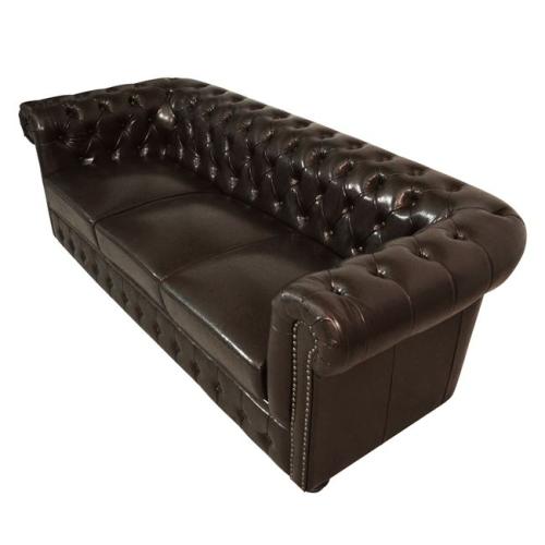 ΚΑΝΑΠΕΣ 3ΘΕΣΙΟΣ T.CHESTERFIELD HM3009.01 ΤΕΧΝΟΔΕΡΜΑ ΣΚΟΥΡΟ ΚΑΦΕ 208x90x73Υ εκ.