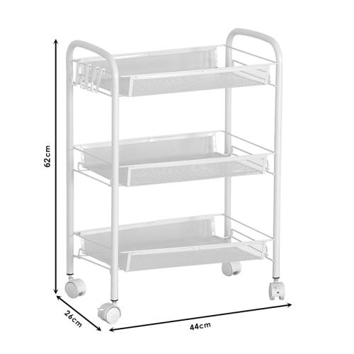 Τρόλεϊ-ραφιέρα 3όροφη Pali pakoworld μέταλλο λευκό 44x26x62εκ
