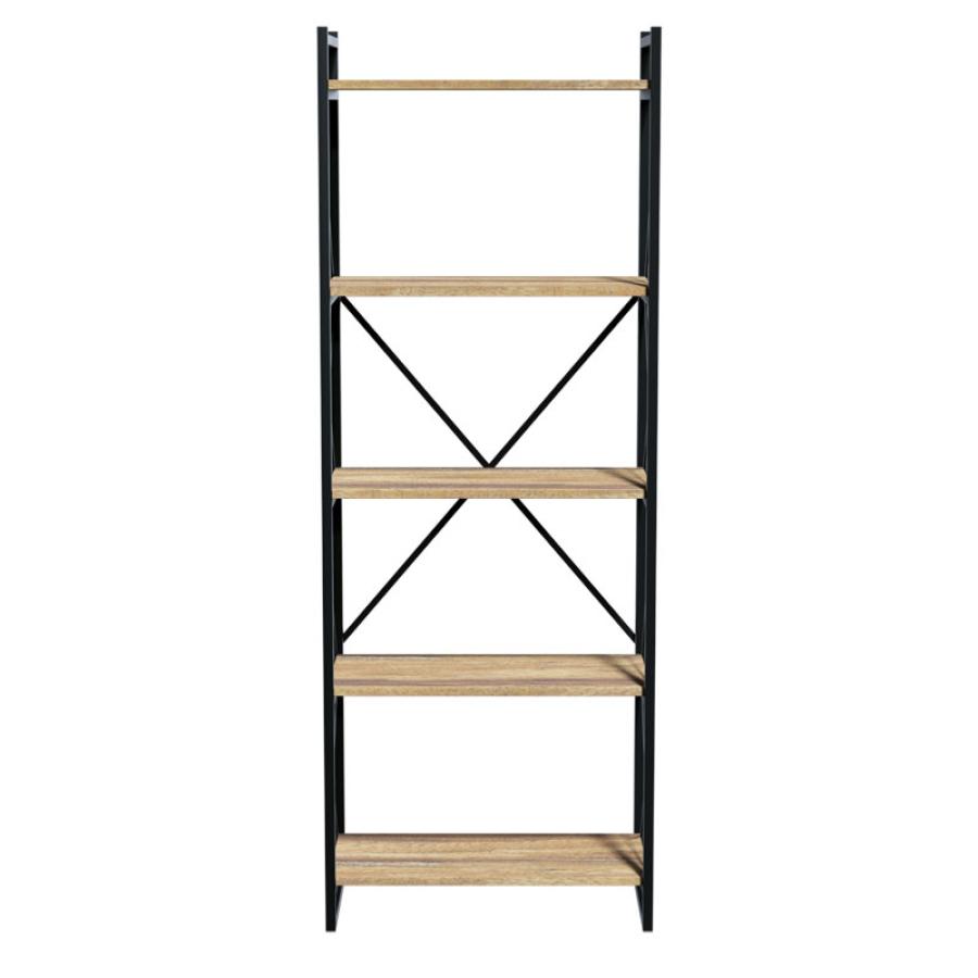 Βιβλιοθήκη Baker pakoworld καρυδί-μαύρο 66x34x180εκ