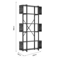 Βιβλιοθήκη Graham pakoworld καρυδί-μαύρο 120x22x185εκ