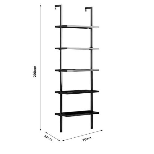 Βιβλιοθήκη Harris pakoworld μαύρο 70x22x200εκ