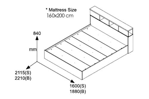 Κρεβάτι διπλό OLYMPUS pakoworld χρώμα wenge 160x200εκ